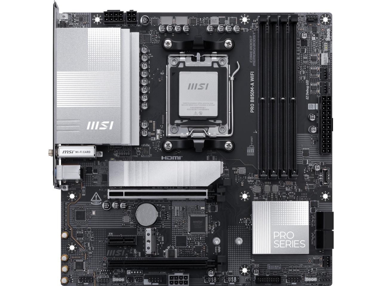 MSI PRO B850M-A WIFI AM5 , Wi-FI 7, 5G LAN, SATA 6Gbps, Bluetooth 5.4, double M.