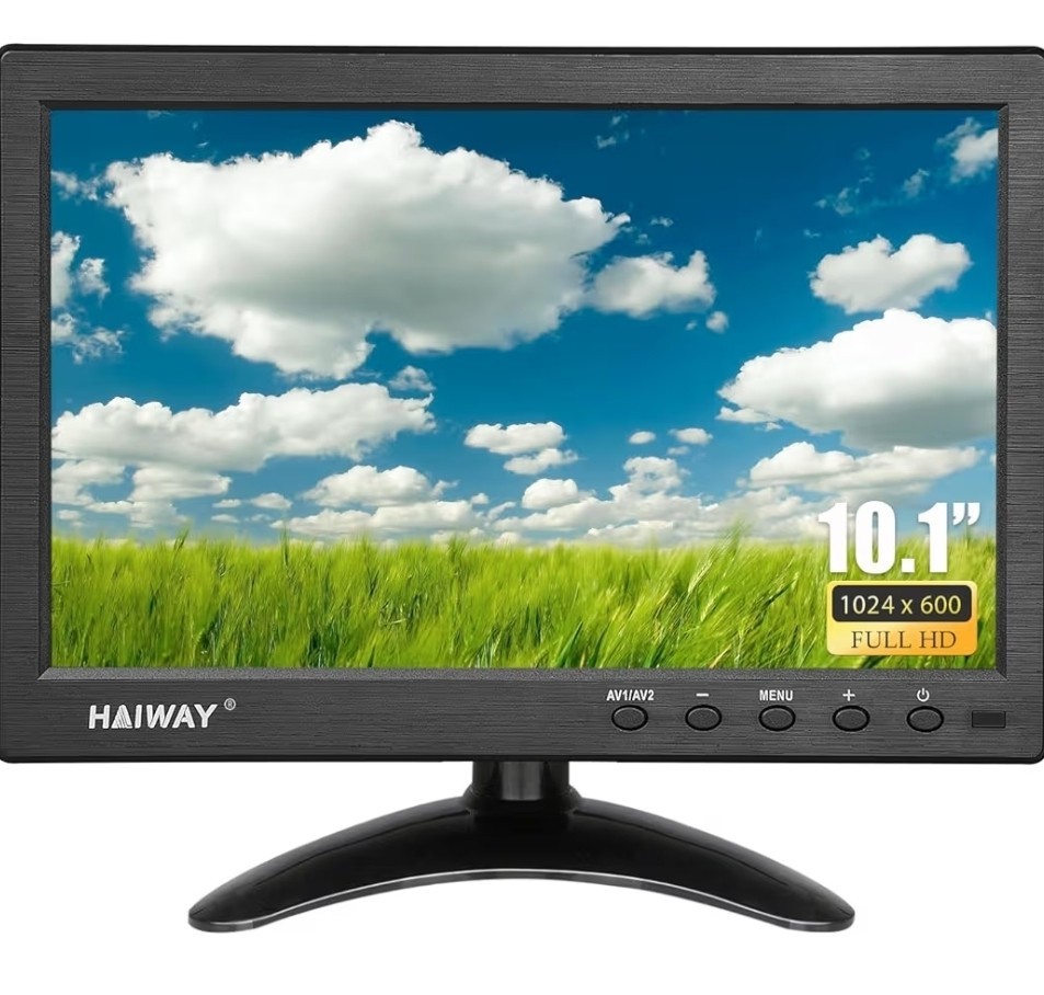 10.1" Security Monitor, 1024x600 HD Display, HDMI VGA BNC AV USB Ports, Small...