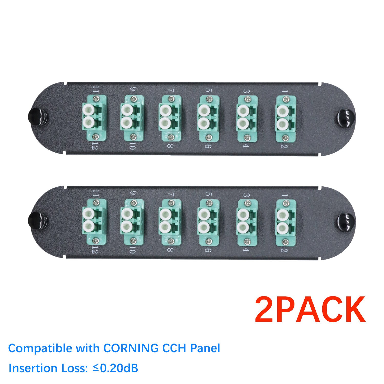 2Pcs Fiber Optic Adapter Panel 6 LC Duplex Aqua OM3 OM4 For CORNING CCH-CP12-E4