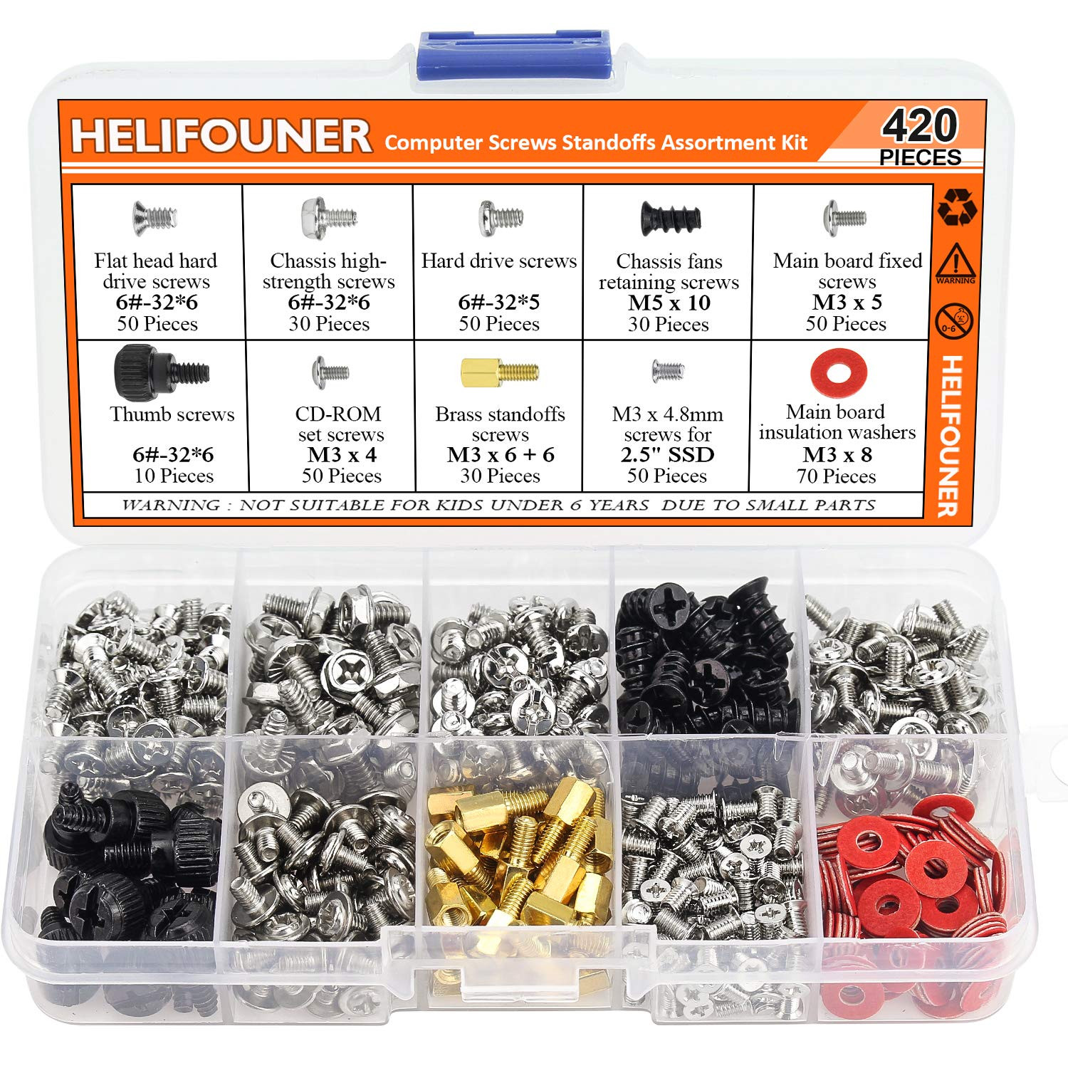 Kit surtido de 420 tornillos separadores para SSD de 2,5"