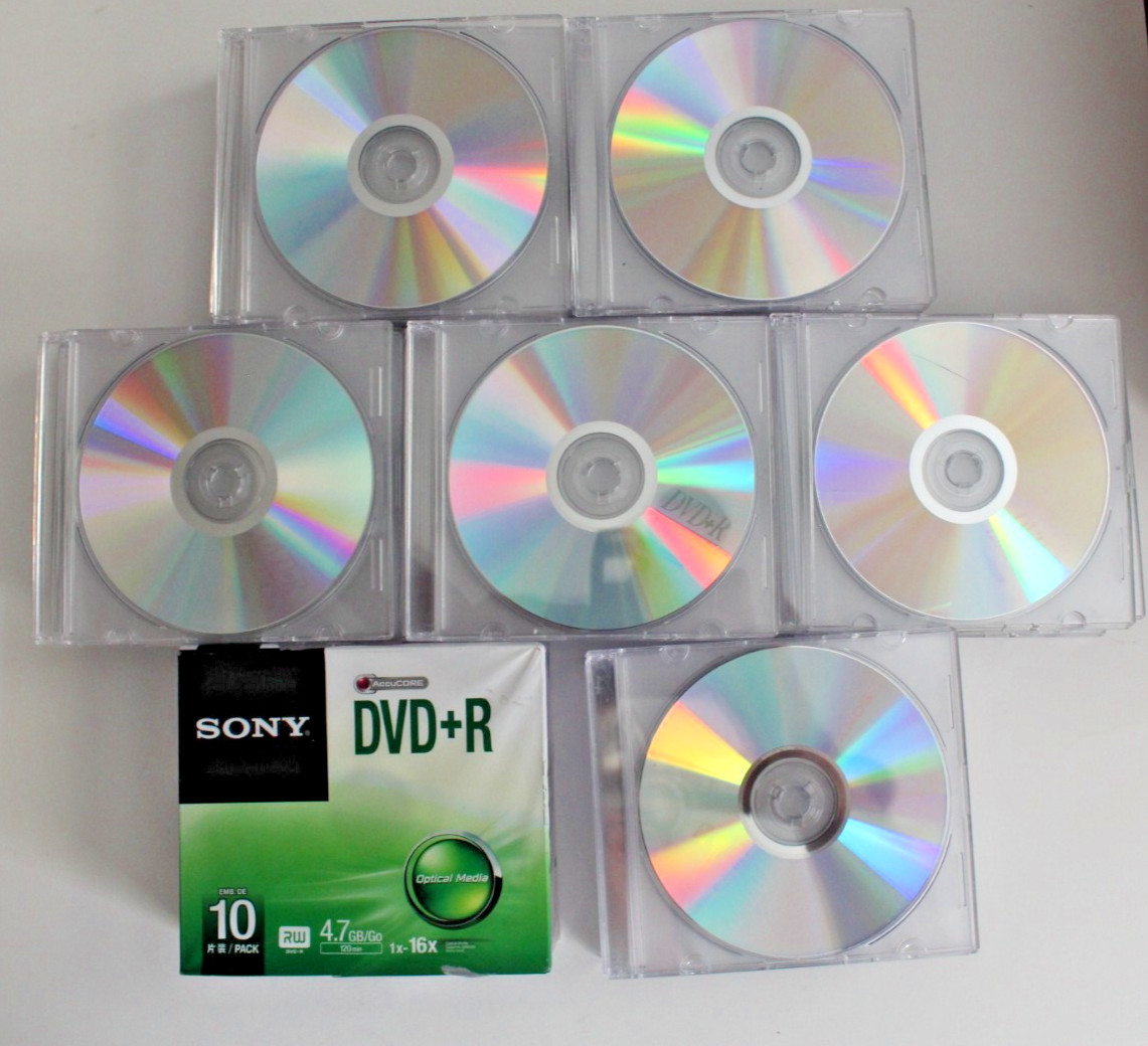 60-pack Genuine Sony DVD+R blank discs in slim jewel cases Accucore 4.7GB 16x