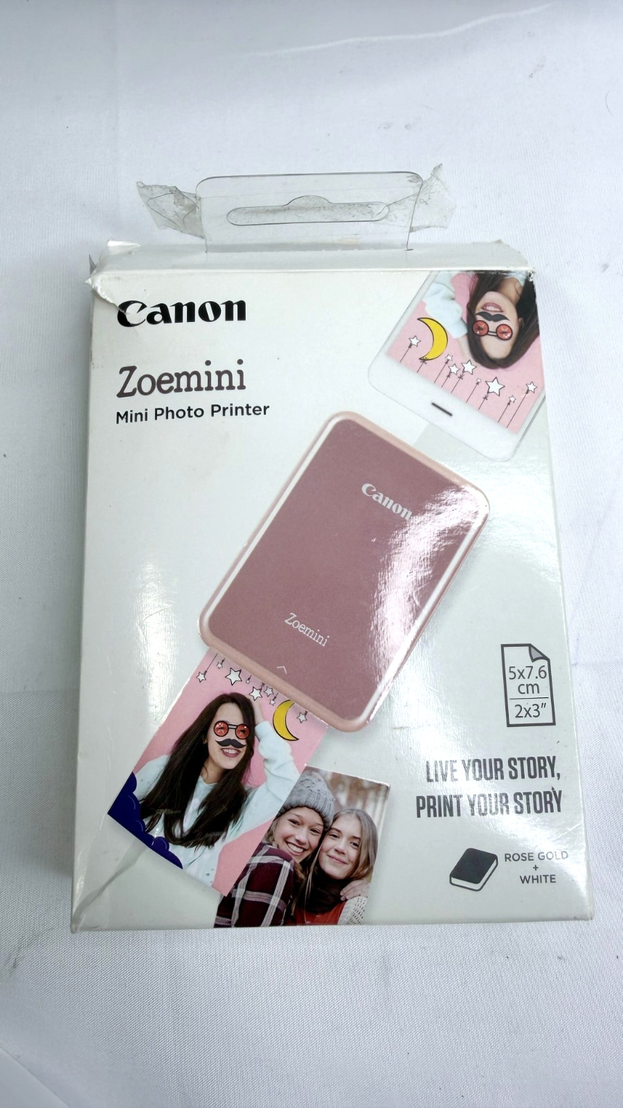 Canon Zoemini PV-123-RGW Mini Photo Printer Rose Gold White Complete Tested