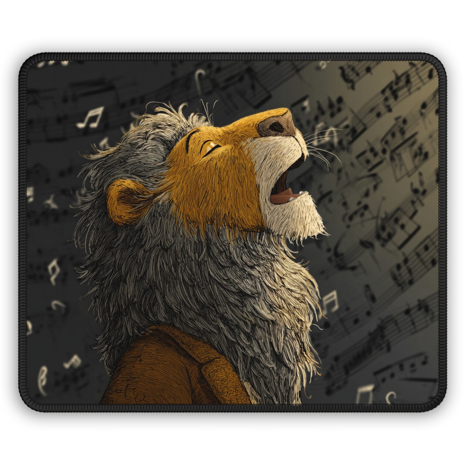 Singing Lion Gaming Mouse Pad | Musical Notes Desk Mat