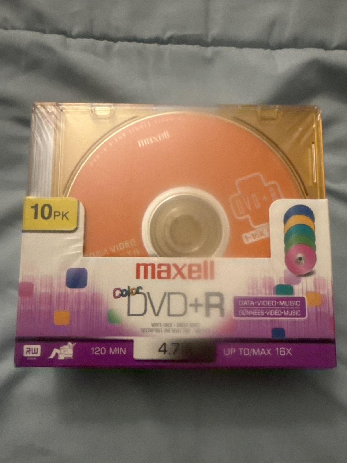 FACTORY SEALED Maxell Color DVD-R 10 Pack w/ Jewel Cases 4.7GB 120Min 16X NEW