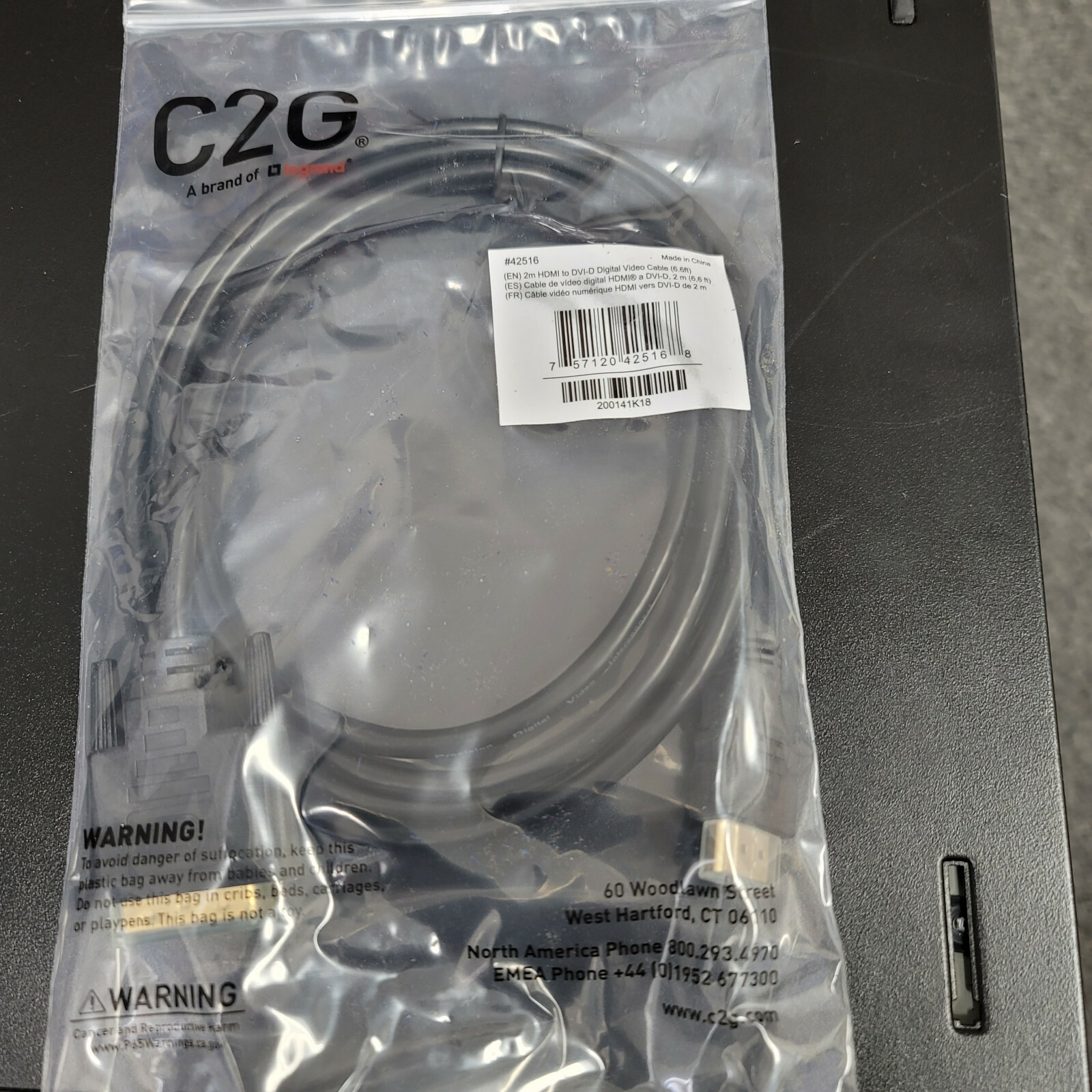 New lot of 2  HDMI to DVI-D Digital Video Cables (6.6ft) C2G-2m