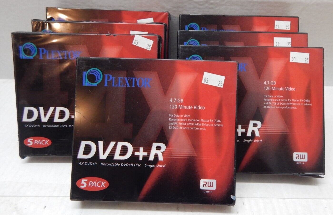 Plextor 5-pack 4.7 Gb 120 Minute Storage Media Data Or Video Lot Of 7 New