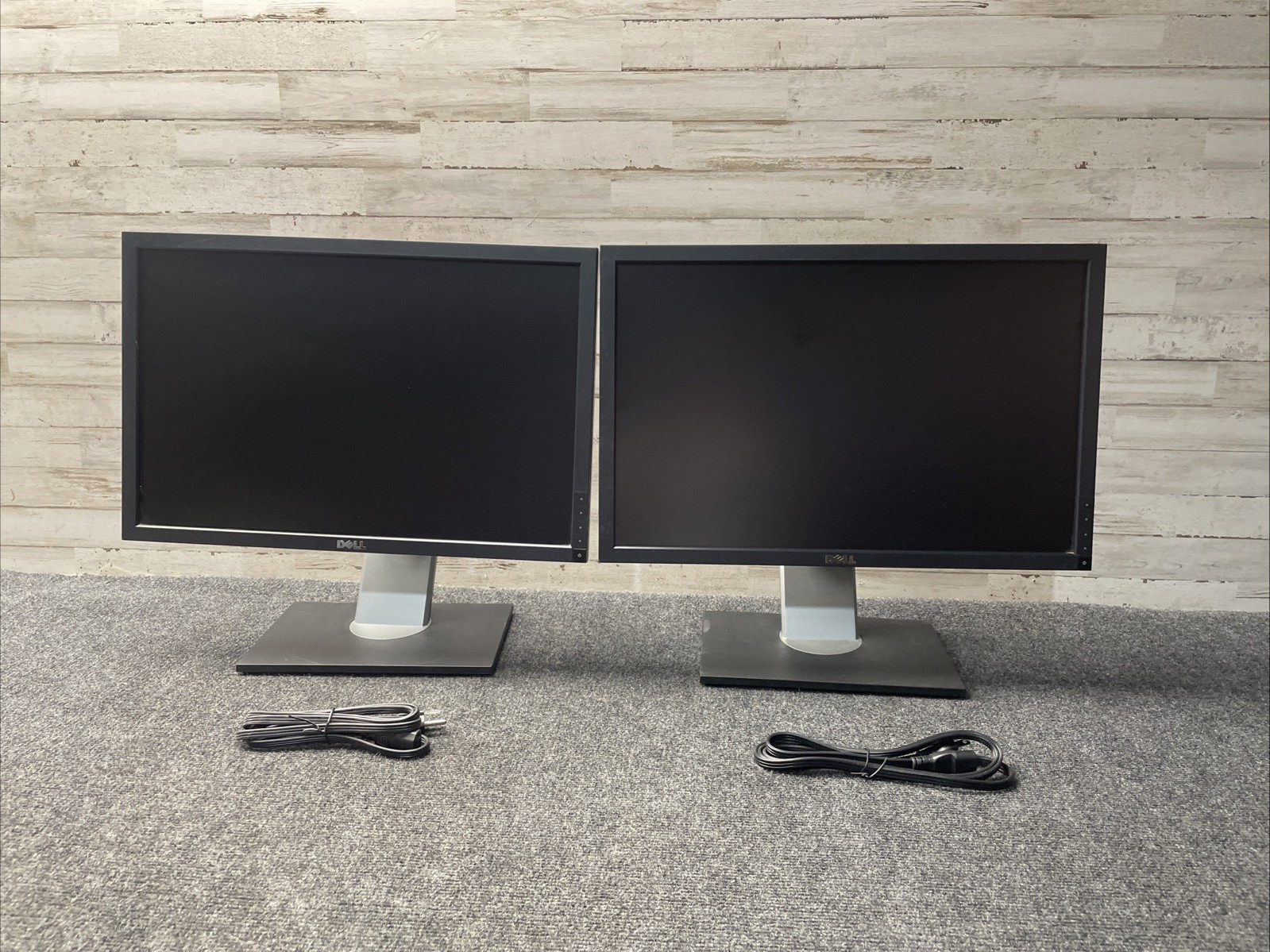 Lot of 2 Dell P2210f 22" LCD Monitors w/4-Port USB Hub VGA DVI DP- NICE
