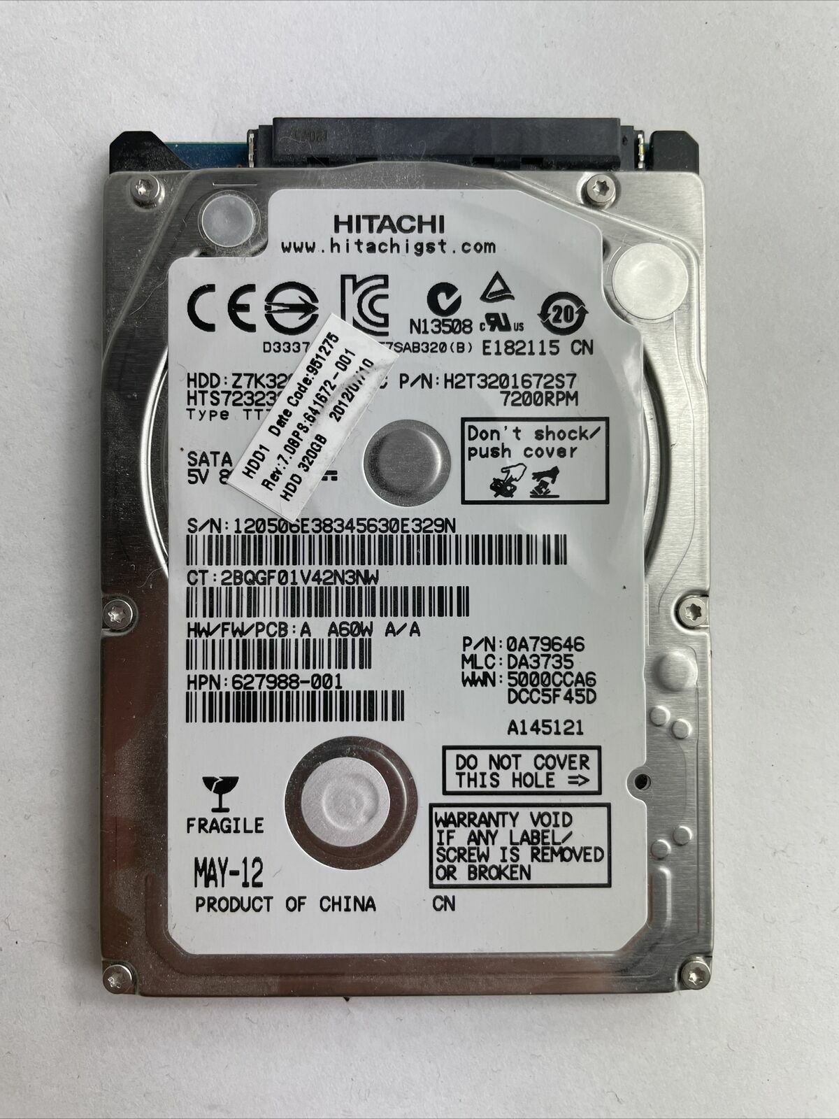Hitachi 320GB 7200RPM 2.5" SATA HDD Z7K320-320 H2T3201672S7 0A79646