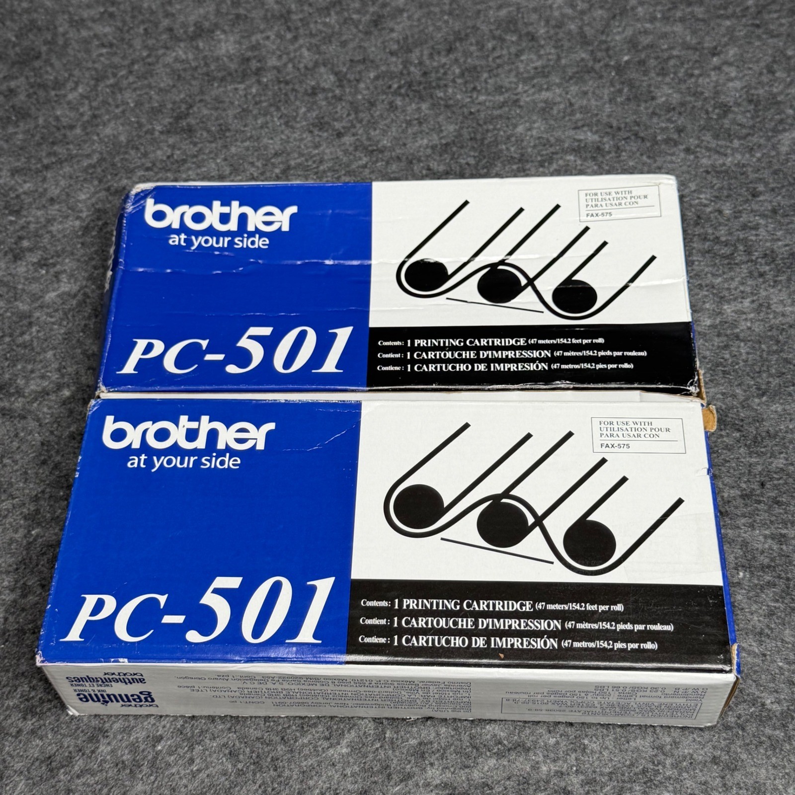 Lot of 2 Brother PC-501 Printing Cartridge for FAX-575 Genuine OEM New Sealed