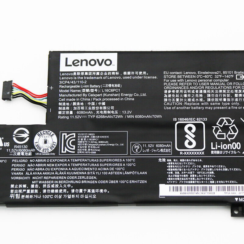 72Wh Genuine L16M6PC1 Battery for Lenovo Yoga L16C6PC1 L16L6PC1 720-15IKB NEW