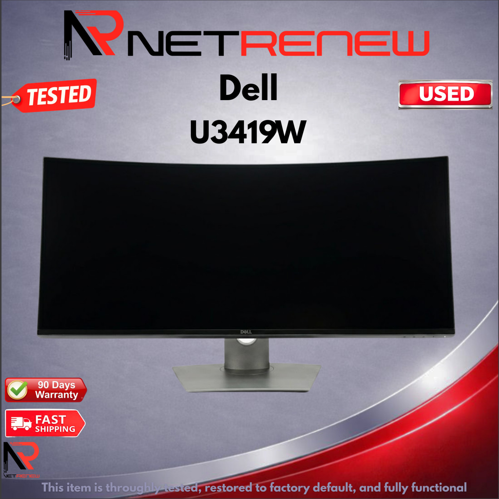 Dell UltraSharp U3419W 34" Curved IPS 3440x1440 HDMI DP UWQHD USB-C Monitor