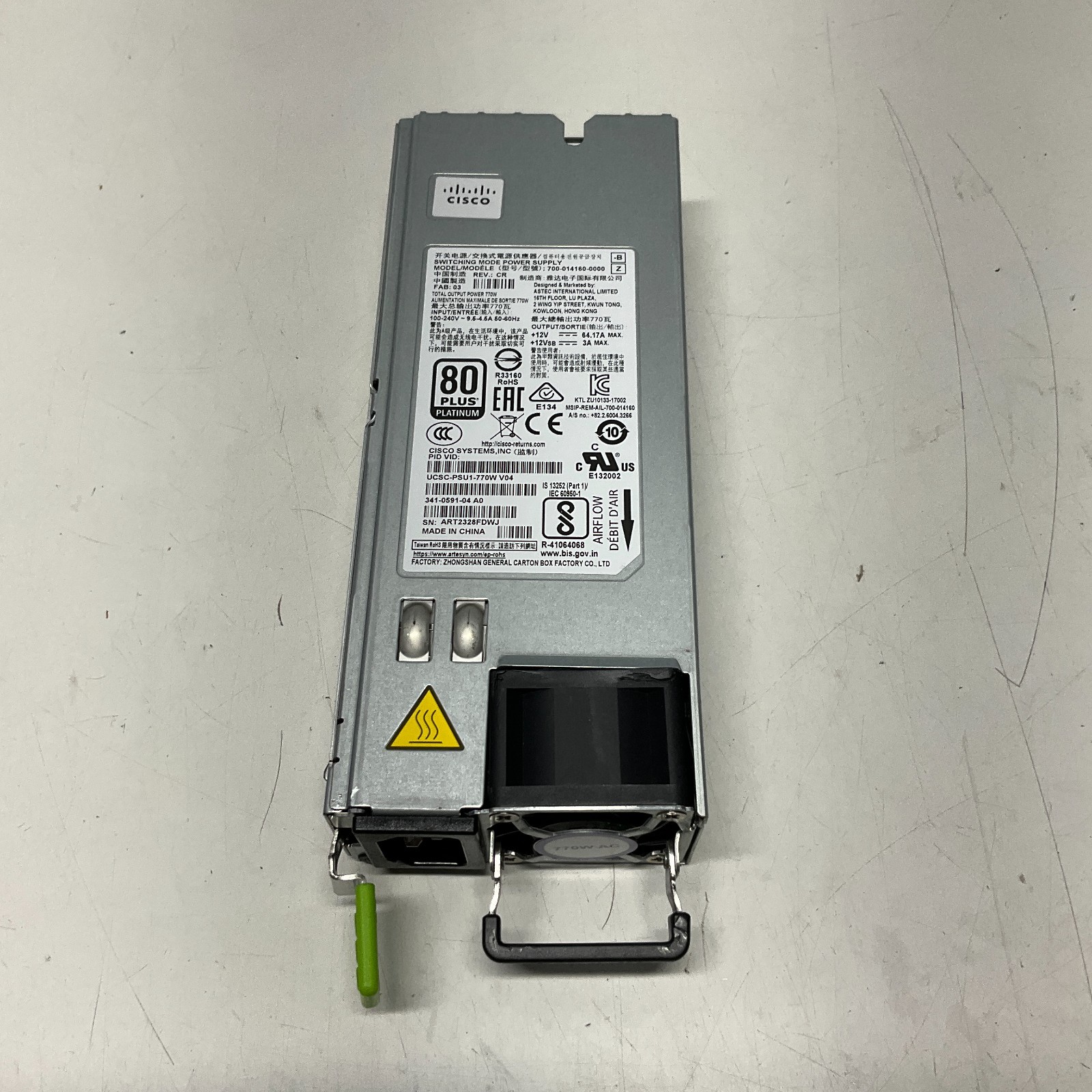 Cisco UCSC-PSU1-770W 770 Watt AC Power Supply 700-014160-0000