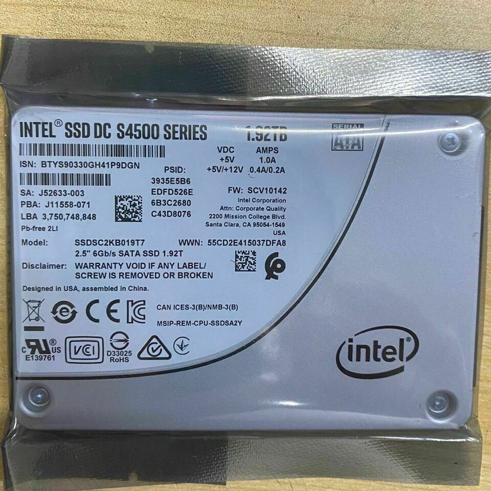 1.92TB Intel SSD S4500 DC Series 2.5" SATA III Solid State Drive SSDSC2KB019T7
