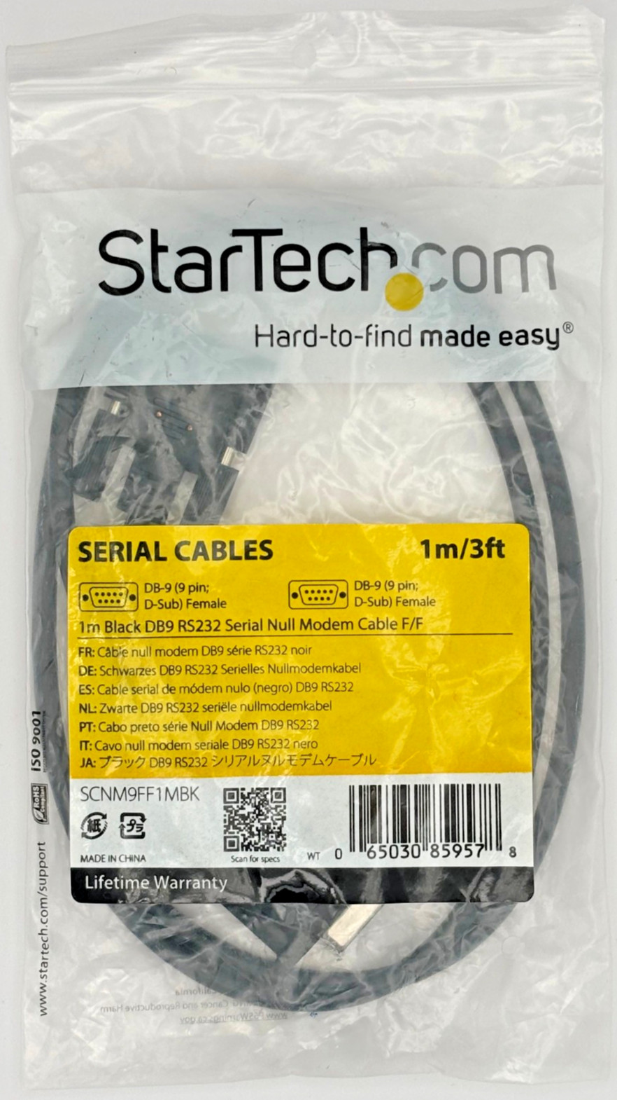 StarTech 2m DB9 RS232 Null Modem Cable Female to Female SCNM9FF2MBK