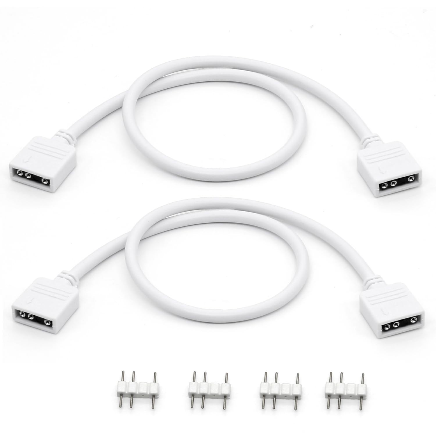 Plug and Play 5V ARGB Extension Cable 2-Pack, 3-Pin Female Connector, White