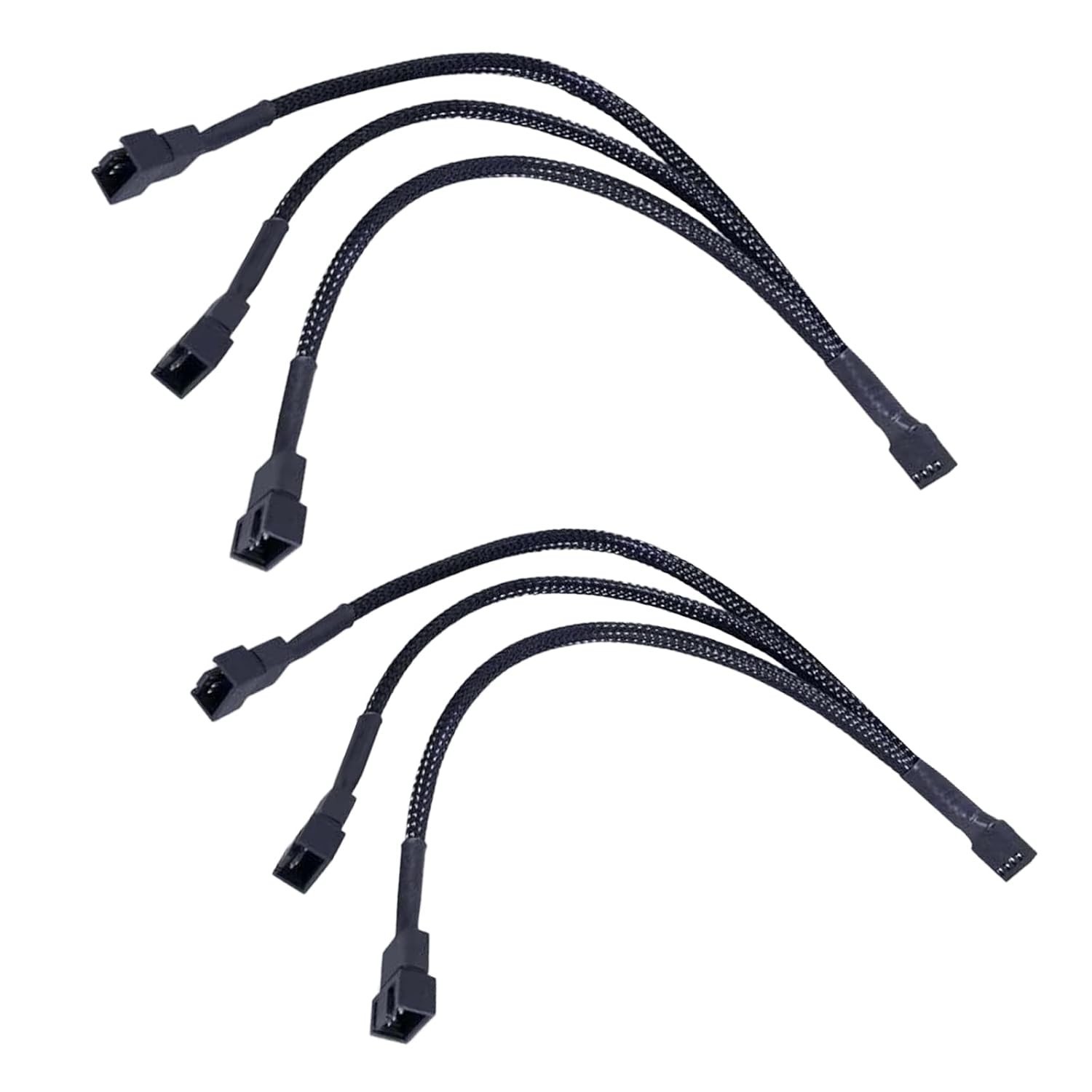 Durable 2 Pack 12 Inch 3 Way 4 Pin PWM Fan Extension Cables for Powerful Cooling
