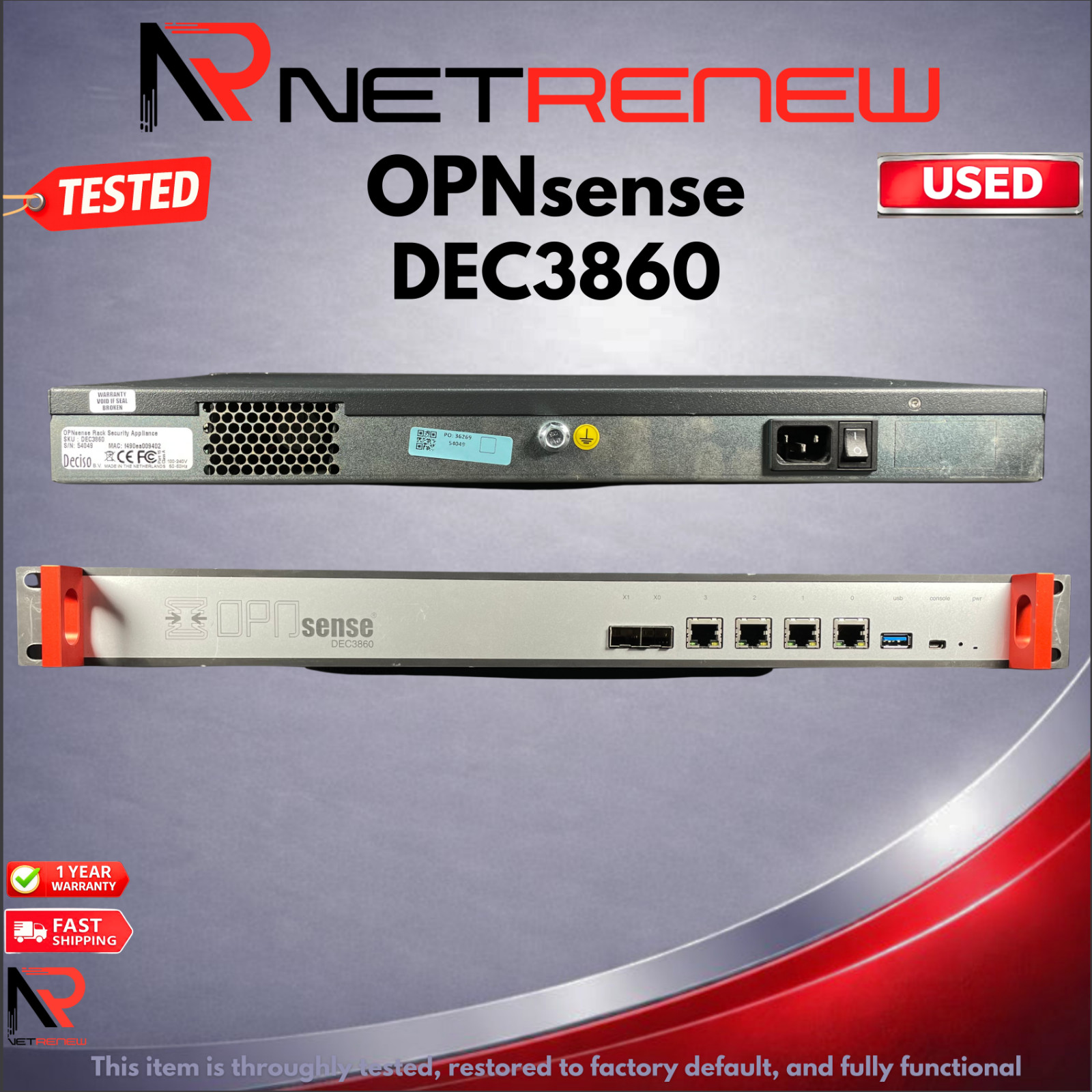OPNsense  DEC3860  2x10G SFP+ Security Firewall