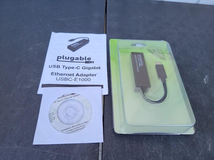 Plugable USBC-E1000 USB-C Gigabit Ethernet Adapter USB 3.0 RJ45 W/ Driver CD