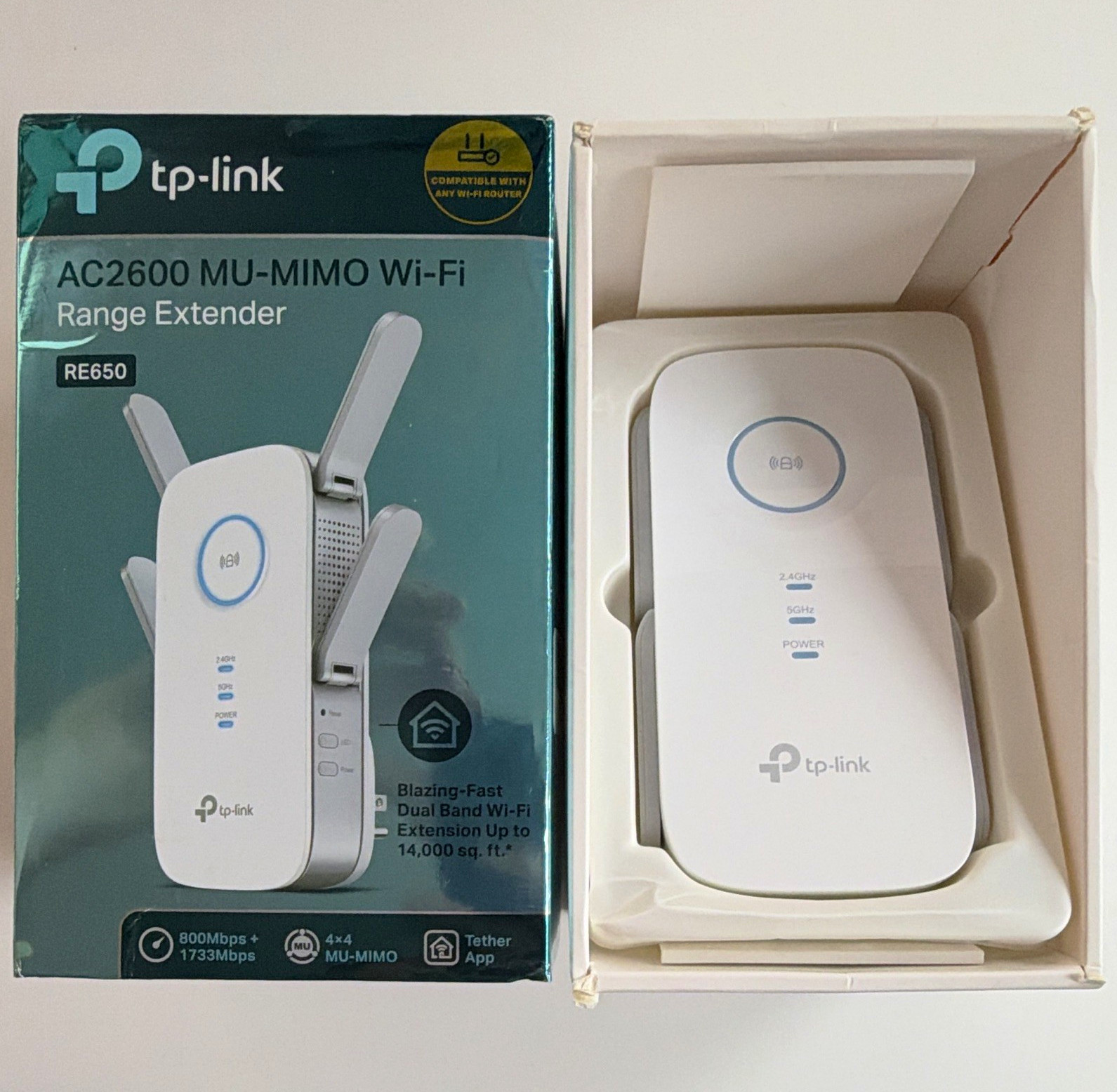 TP-LINK RE650 AC2600 Dual-Band MU-MIMO Wi-Fi Range Extender, White