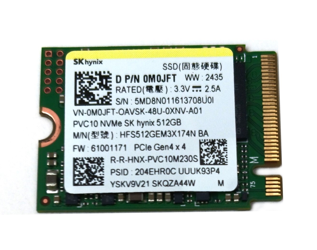 Dell SK Hynix PVC10 HFS512GEM3X174N 512 GB Solid State Drive - M.2 2280 - M0JFT
