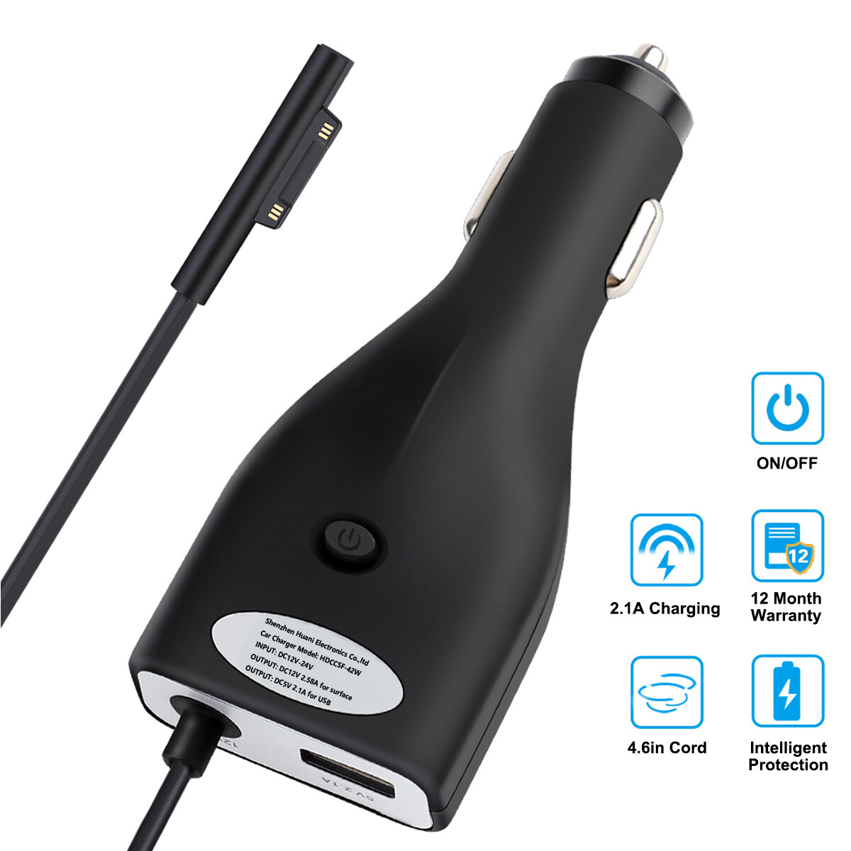 Surface Car Charger 42W 12V 2.58A Power Supply for Surface Pro Xmas Gift