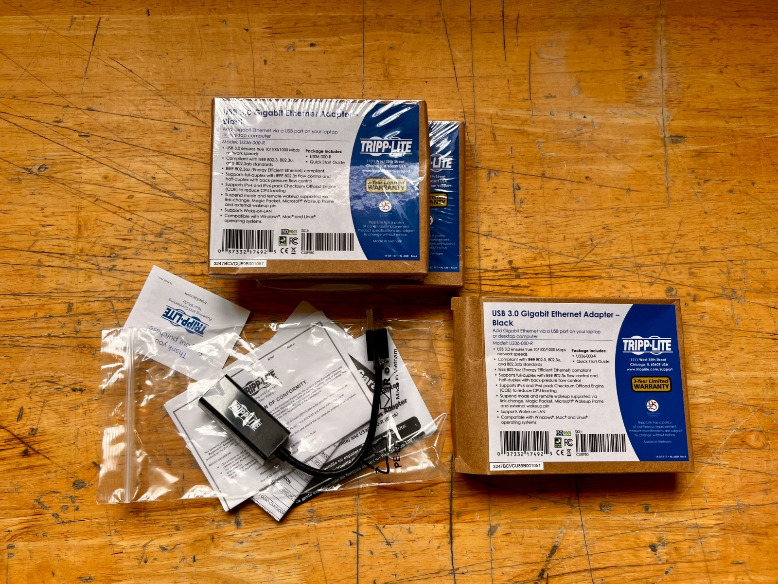 Tripp Lite U336-000-R USB 3.0 Gigabit Ethernet Adapter New Set Lot of 3
