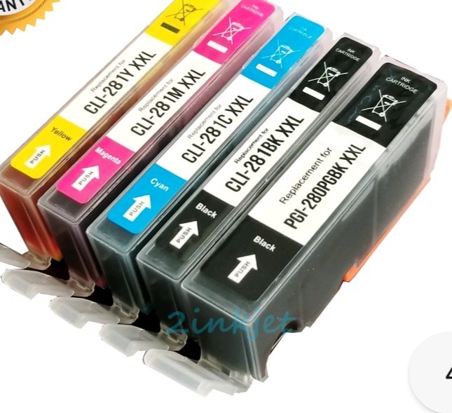 EZink PGI280XXL Black CLI281XXL Color High Yield 5-Pack Ink Cartridges New WObox