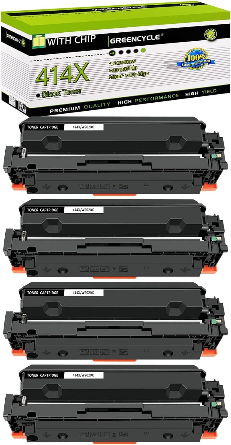 4PK 414X W2020X Black Toner Cartridge for HP Laserjet Pro M454dw M454dn Printer
