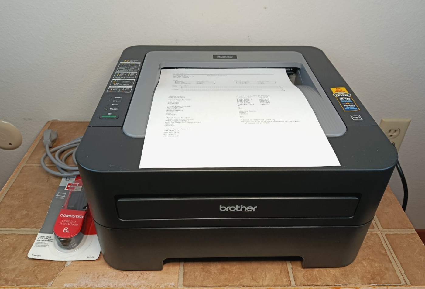 Brother HL-2240D Monochrome Laser Printer Page Count 5893 OEM Toner & Drum