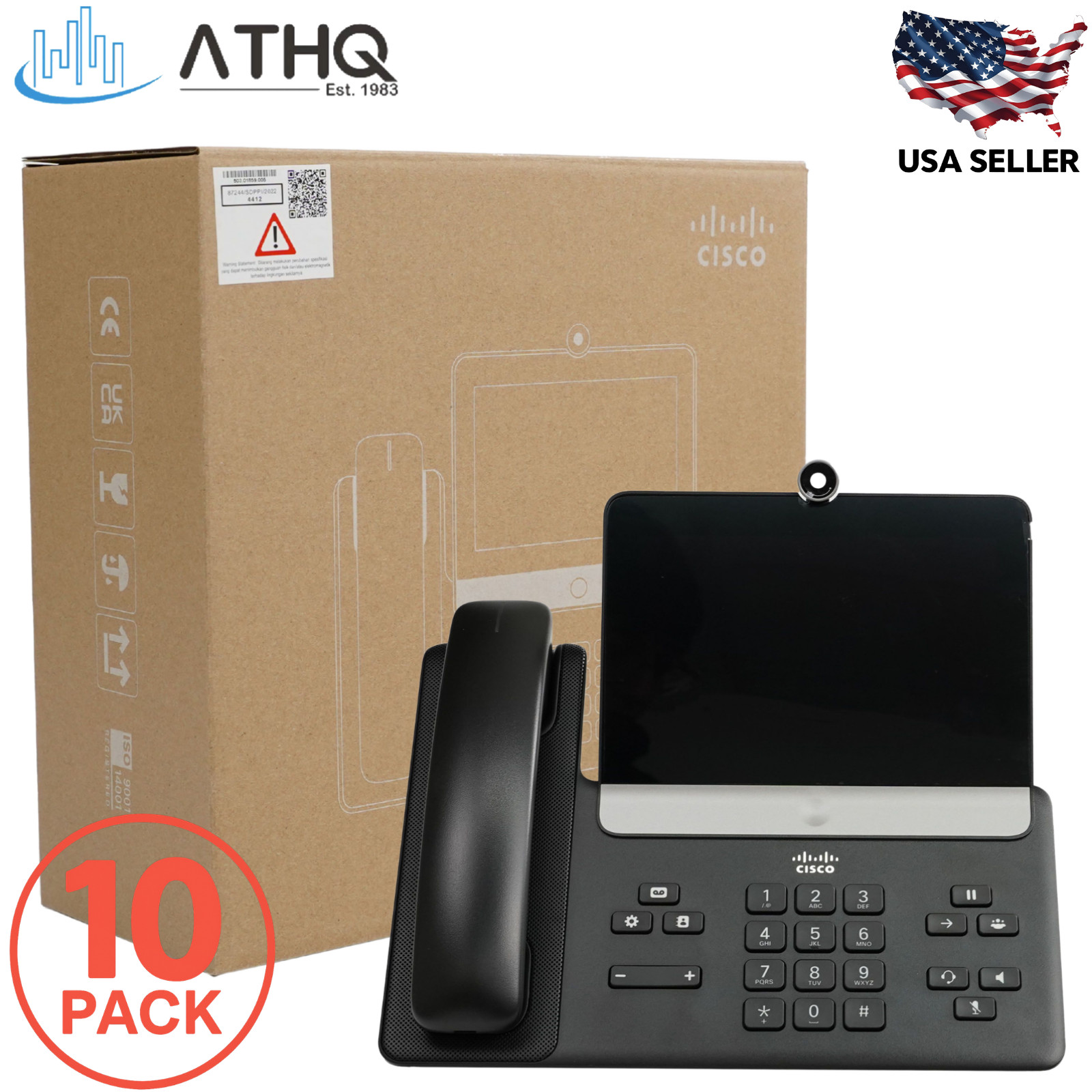 PACK OF 10 Cisco CP-8875-K9 VoIP IP Video Desk Phone  7” Wi-Fi Bluetooth 1080p