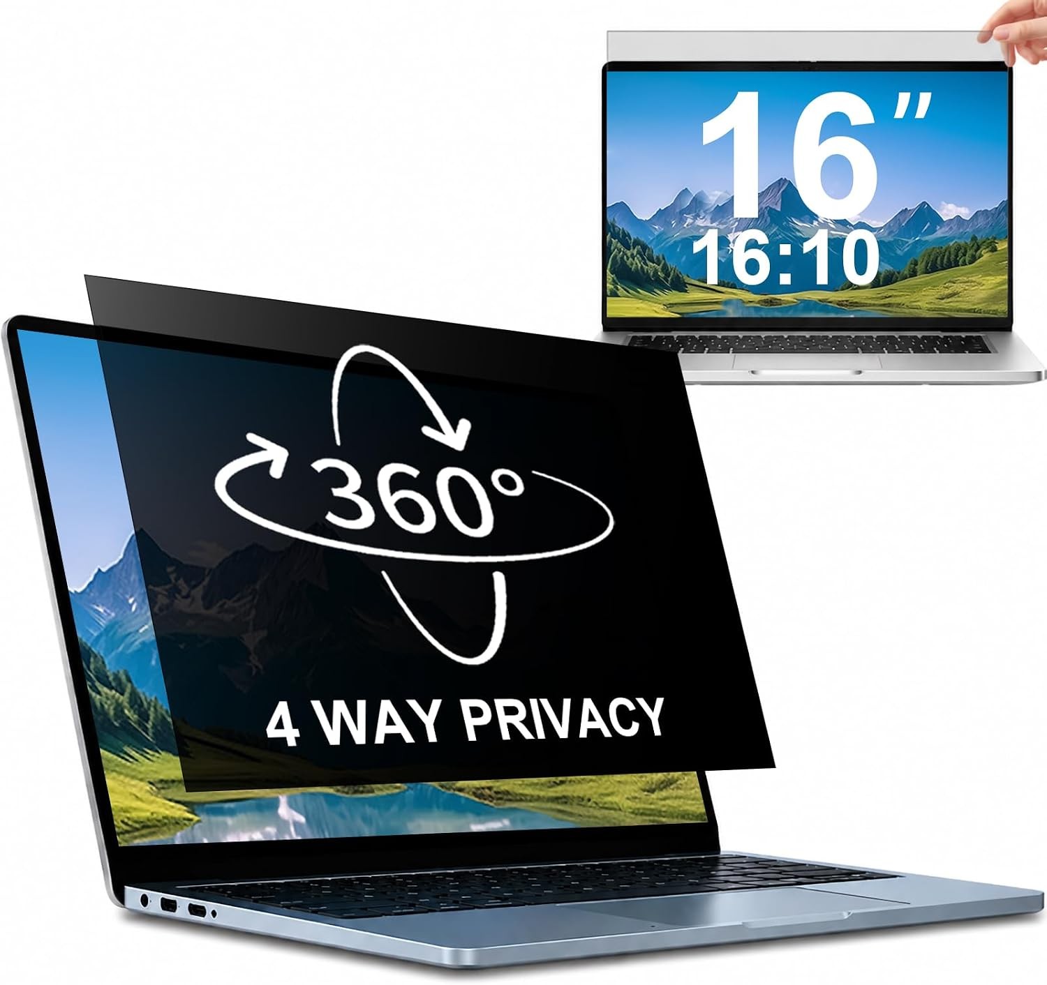 360° Laptop privacy screen protector 16 inch 16:10 Ratio 4-way Blue Light Filter