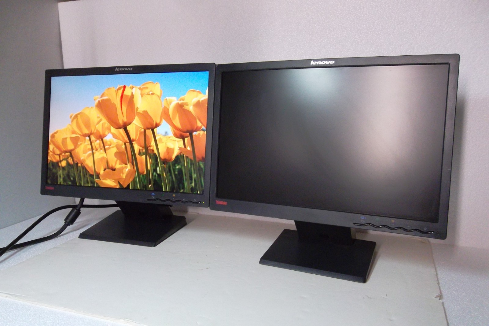 LOT-2 Lenovo L197 Wide 19" Dual Monitor Setup Black VGA DVI 1440 x 900 4434-HE1
