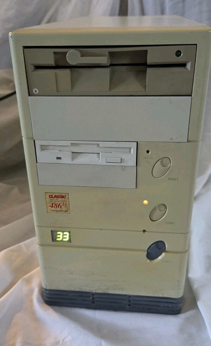 Vintage Intel 486DX2 66MHz MMX Computer 16MB RAM 2GB CF HDD Windows 3.1