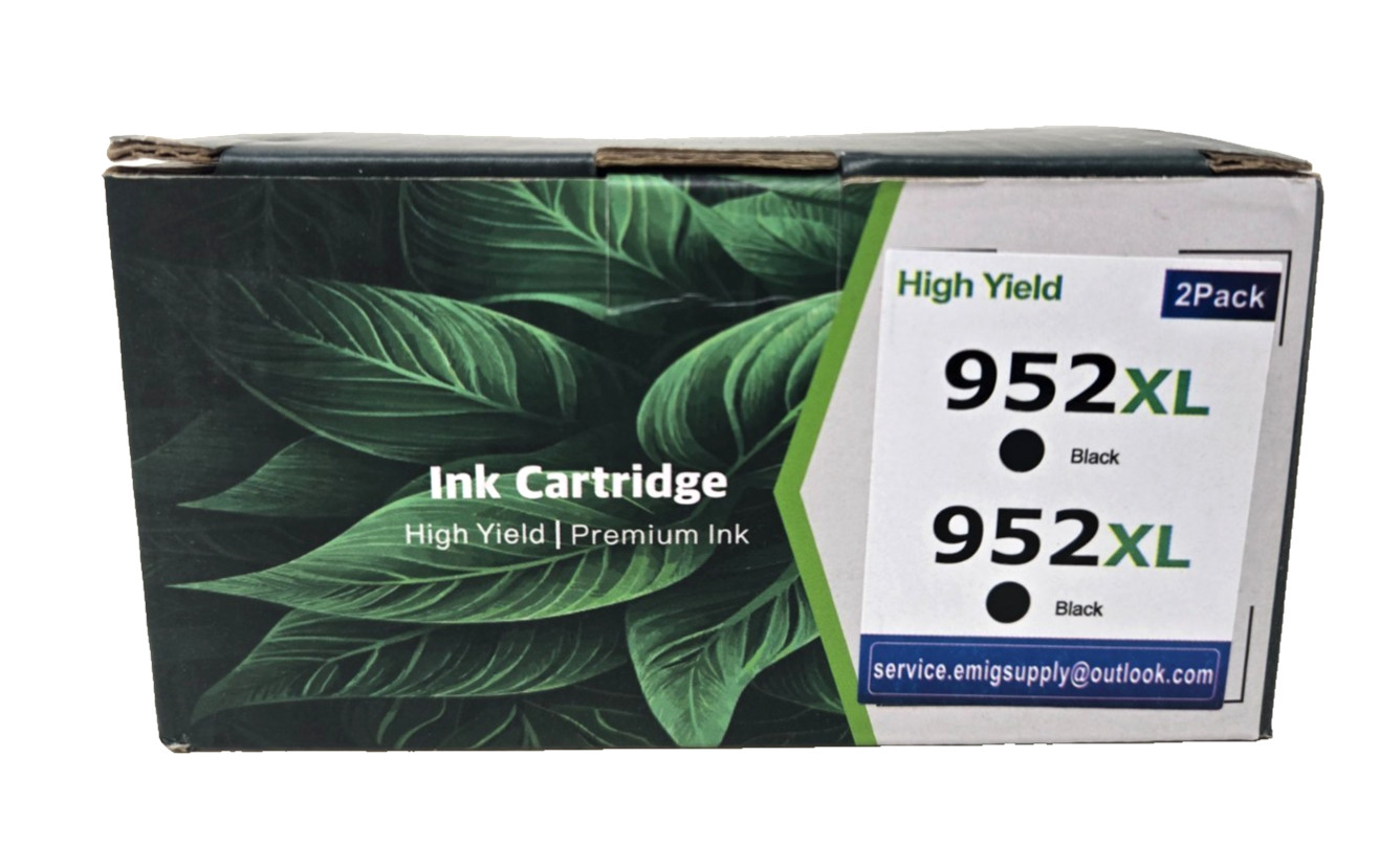 High Yield Premium Black 952XL Ink Cartridges, (2 Count)