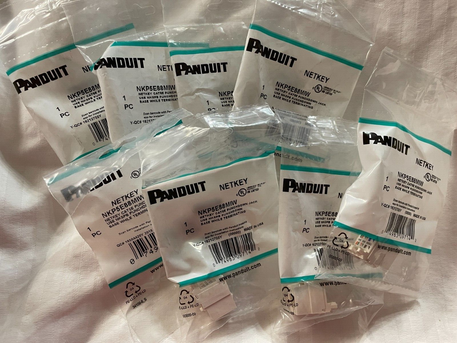 PANDUIT - NETKEY CAT5E PUNCHDOWN JACK  - NKP5E88MIW  NEW LOT OF 8