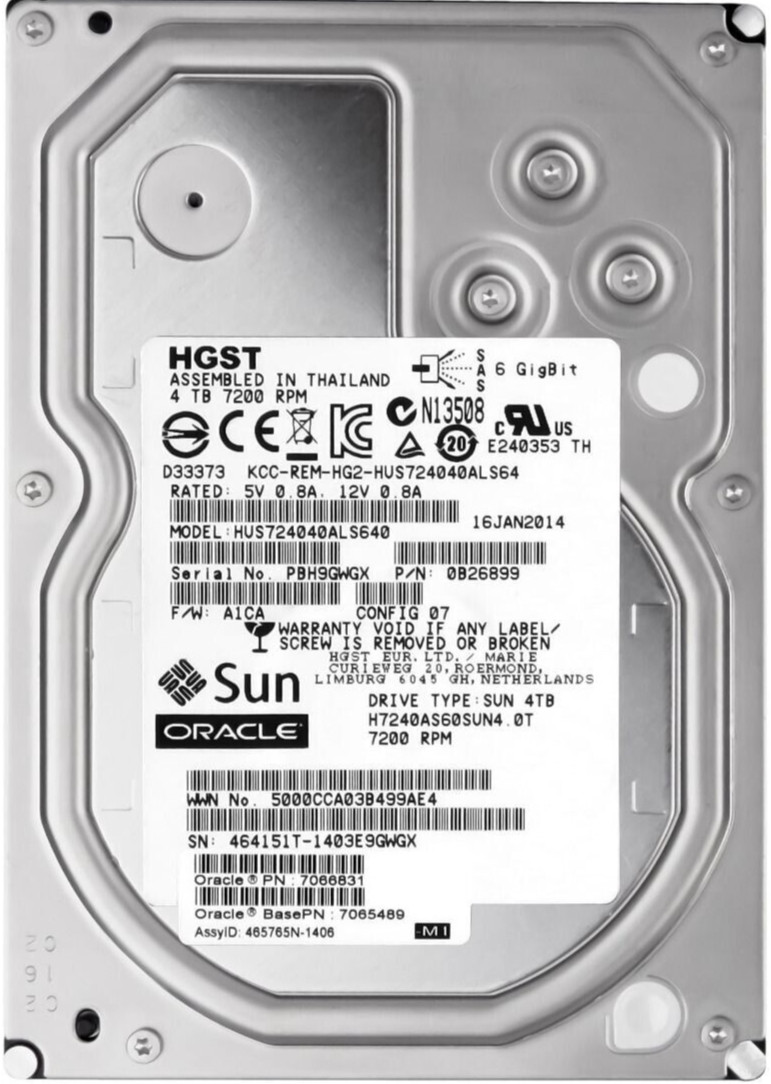 HARD DRIVE HITACHI SUN HUS724040ALS640 7066831 4TB 7200RPM 64MB SAS2 3.5" inch