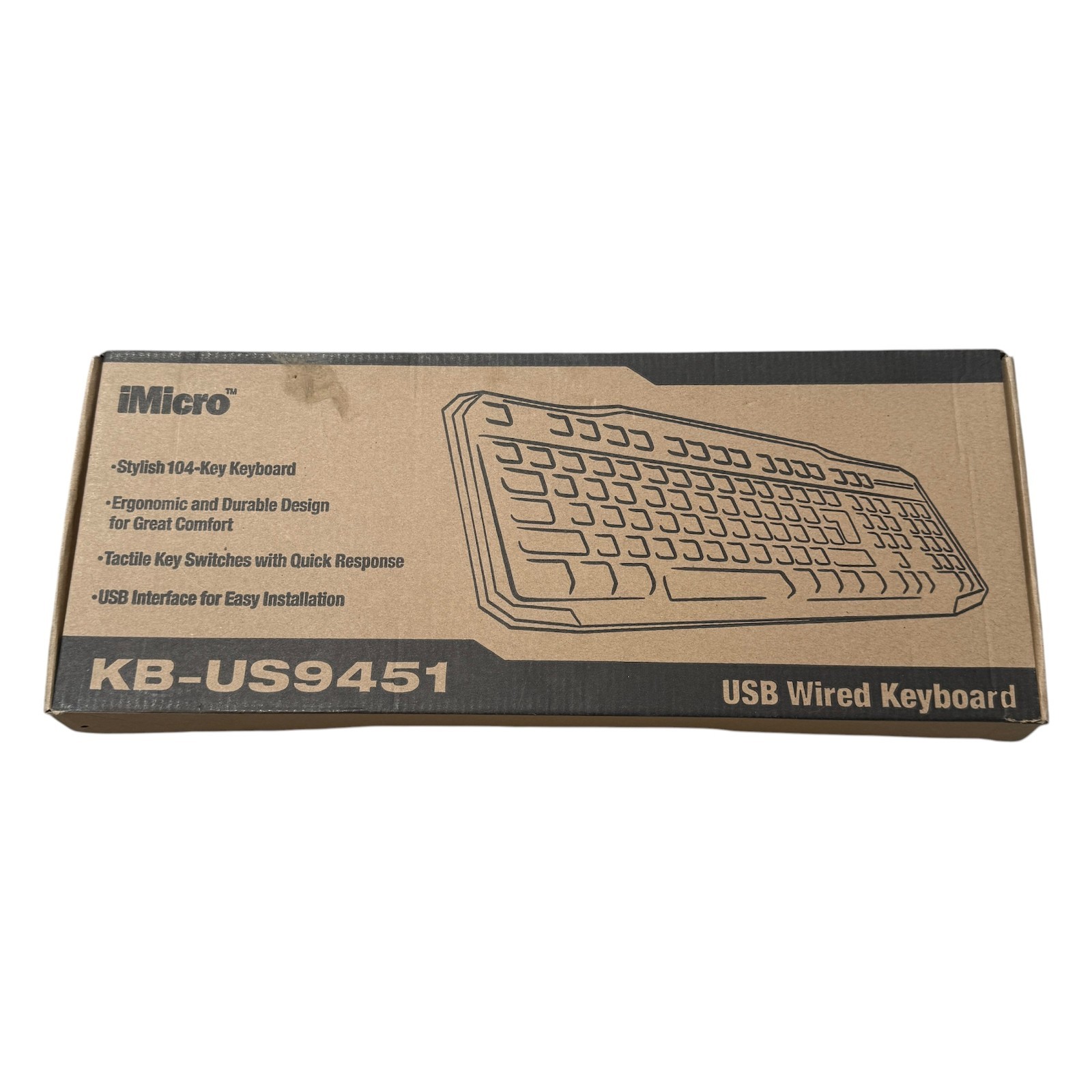 iMicro KB-US9451 Black Ergonomic Durable Design 104-Key USB Wired Keyboard New