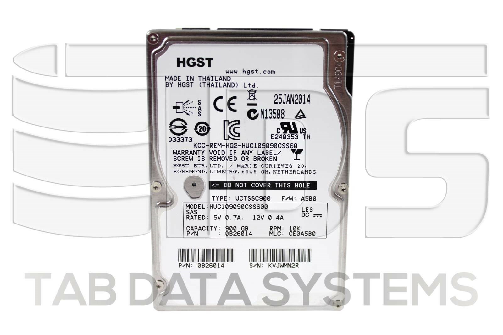 Lot of 10 HGST 900GB 2.5" 10K 6Gbps 512BPS SAS HDD Hard Drive HUC109090CSS600