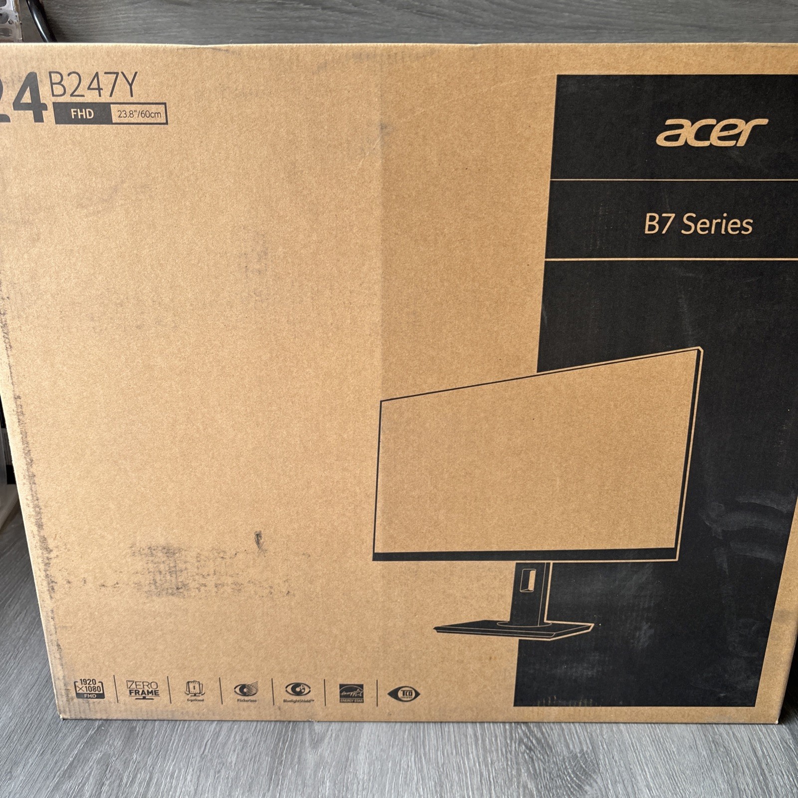 Acer B247Y A Widescreen 23.8" LCD Monitor 16:9 1920x1080 Black UM.QB7AA.A01