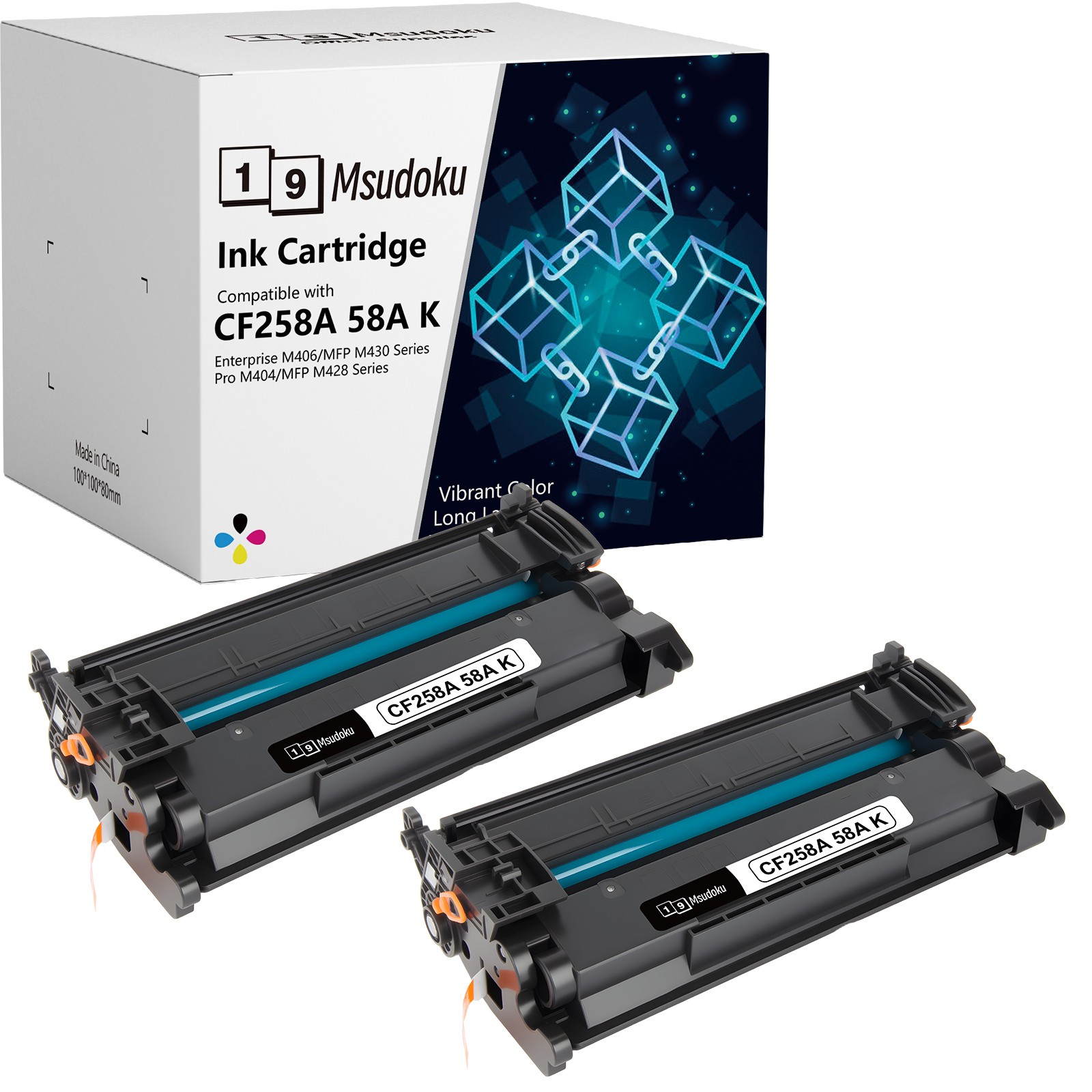 2PK CF258A 58A Toner Cartridge For HP LaserJet Pro M404n M404dn M404dw With Chip