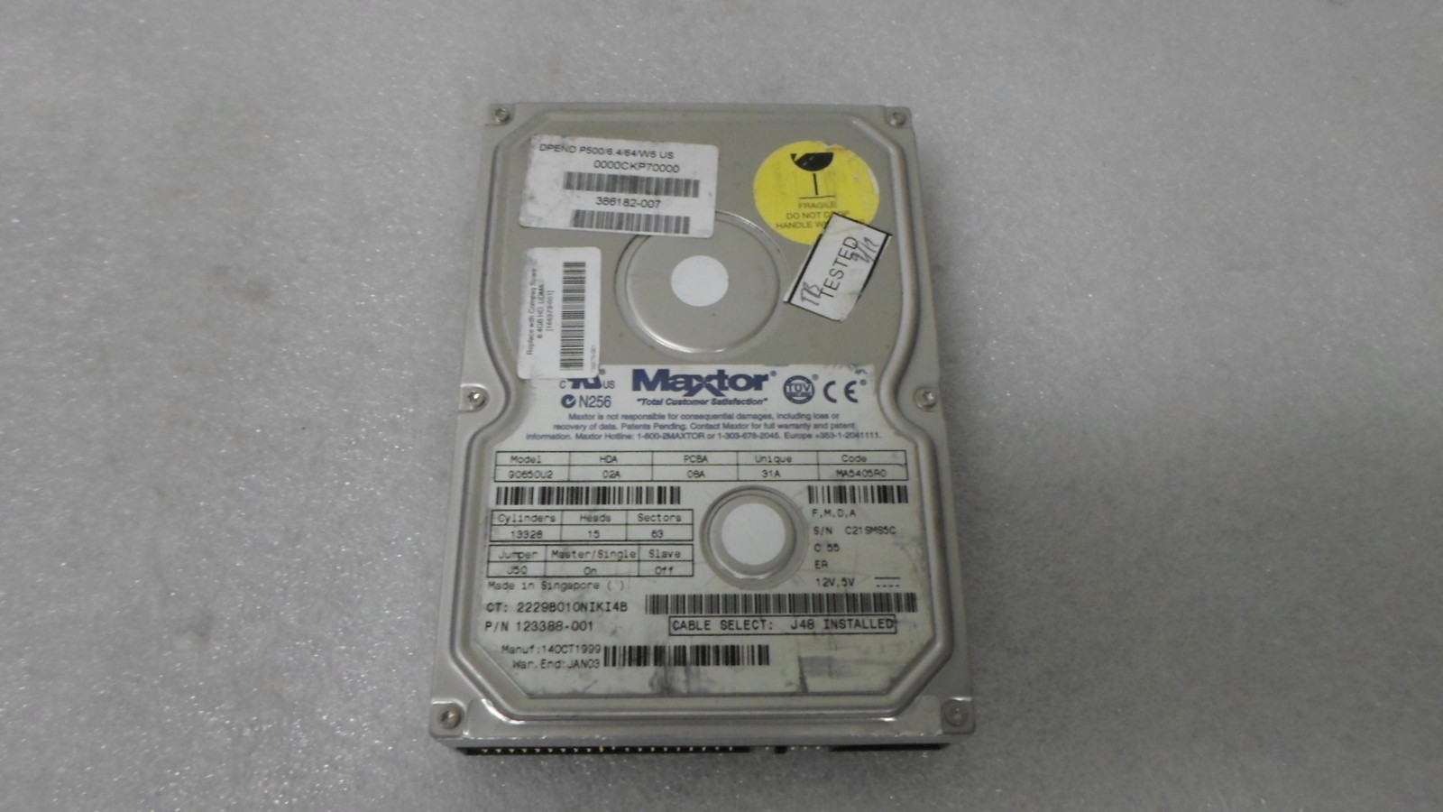 Maxtor Compaq 90650U2 166973-001 386182-007 123388-001 6.4GB 5400 RPM IDE HDD