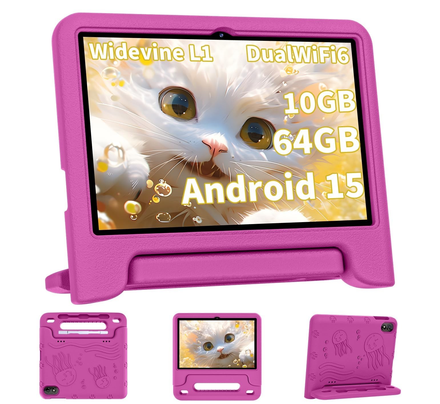 COLORROOM 2026 Upgraded Android 15 Tablet, 10.1 inches Google Pink