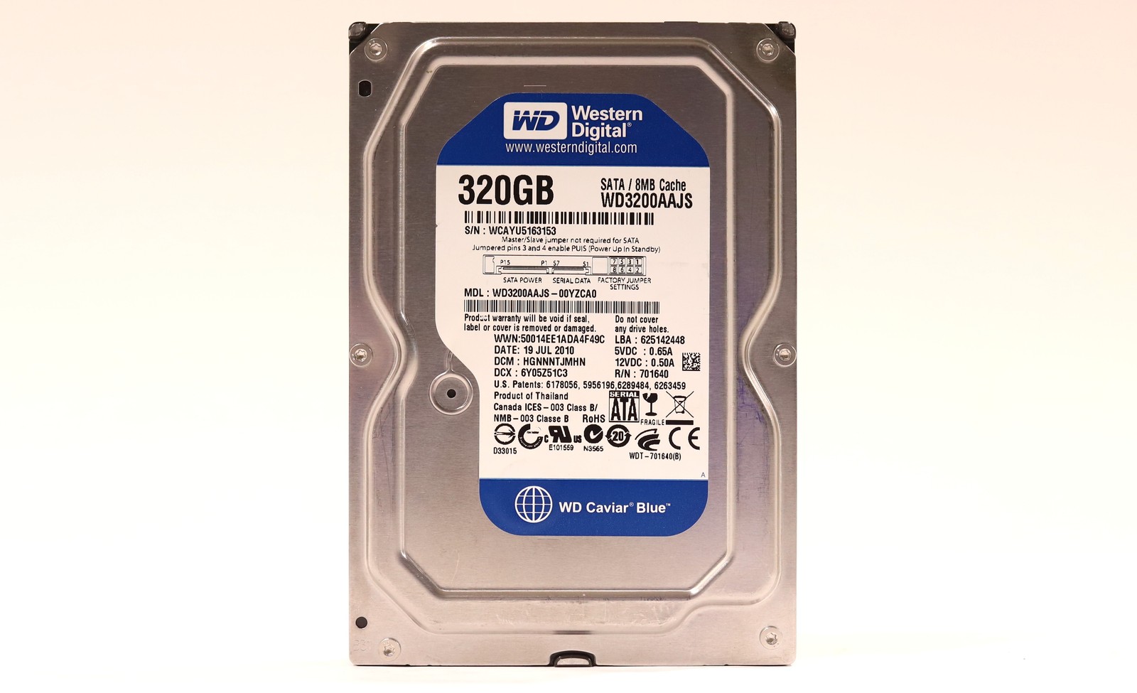 WD WD3200AAJS-00YZCA0 320GB 3.5" 3Gb/s 8MB 7.2K RPM SATA HDD P/N: WD3200AAJS