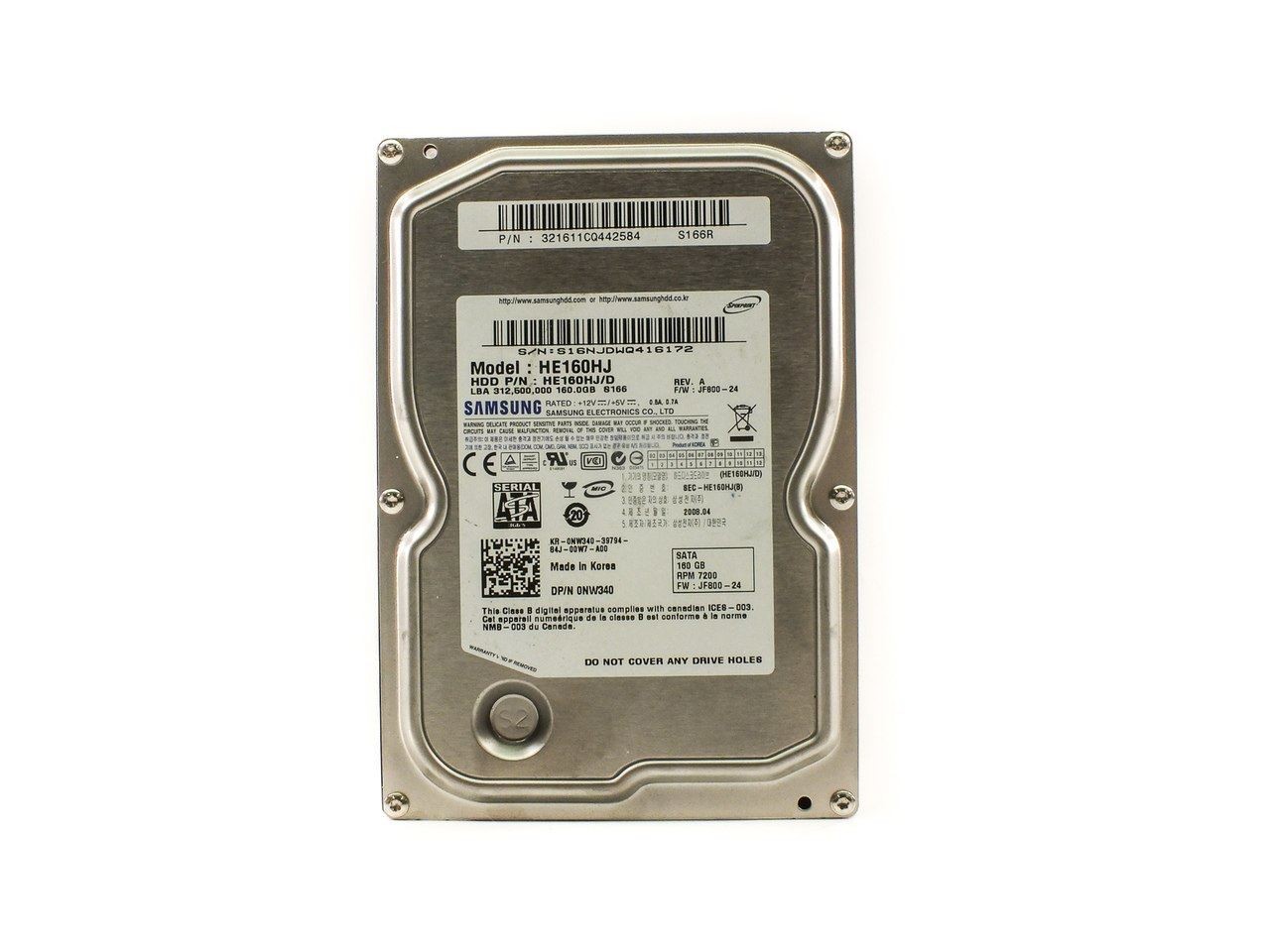 Samsung HE160HJ 160GB 3.5 SATA Hard Drive HDD 7200RPM Desktop HE160HJ/D
