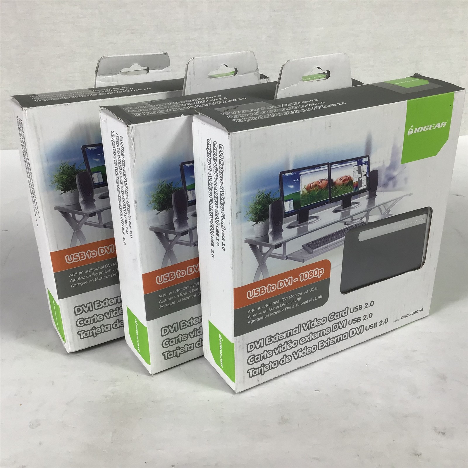 Lot of 3 IO Gear USB 2.0 External DVI 1080p Video Card GUC2020DW6 - New Sealed