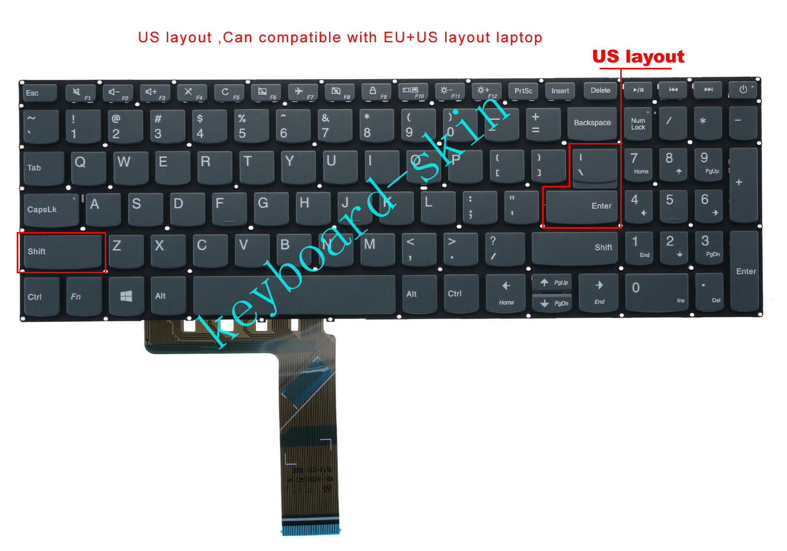 New US No-Backlit Keyboard For Lenovo V15-ADA V15-IGL V15-IIL V15-IKB V15-IWL