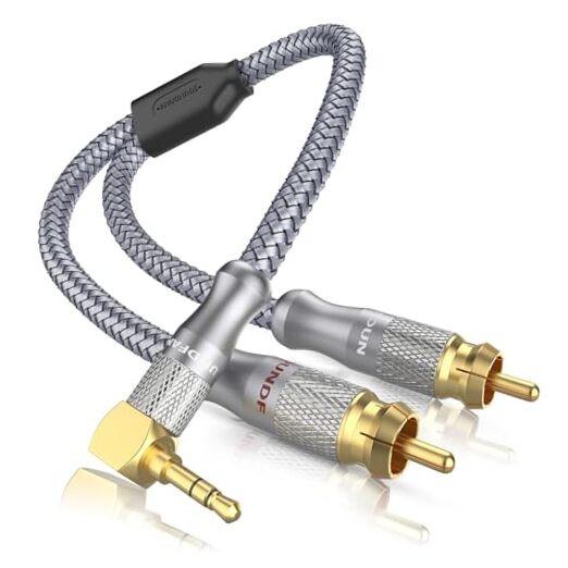 RCA to 90 Degree 3.5mm Cable Right Angle AUX to RCA 6ft/2M Audiophile Version