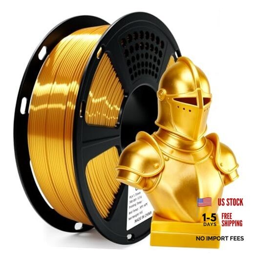 Silk PLA Filament 1.75mm for 3D Printer, Metal-Like Shiny Silk Gold