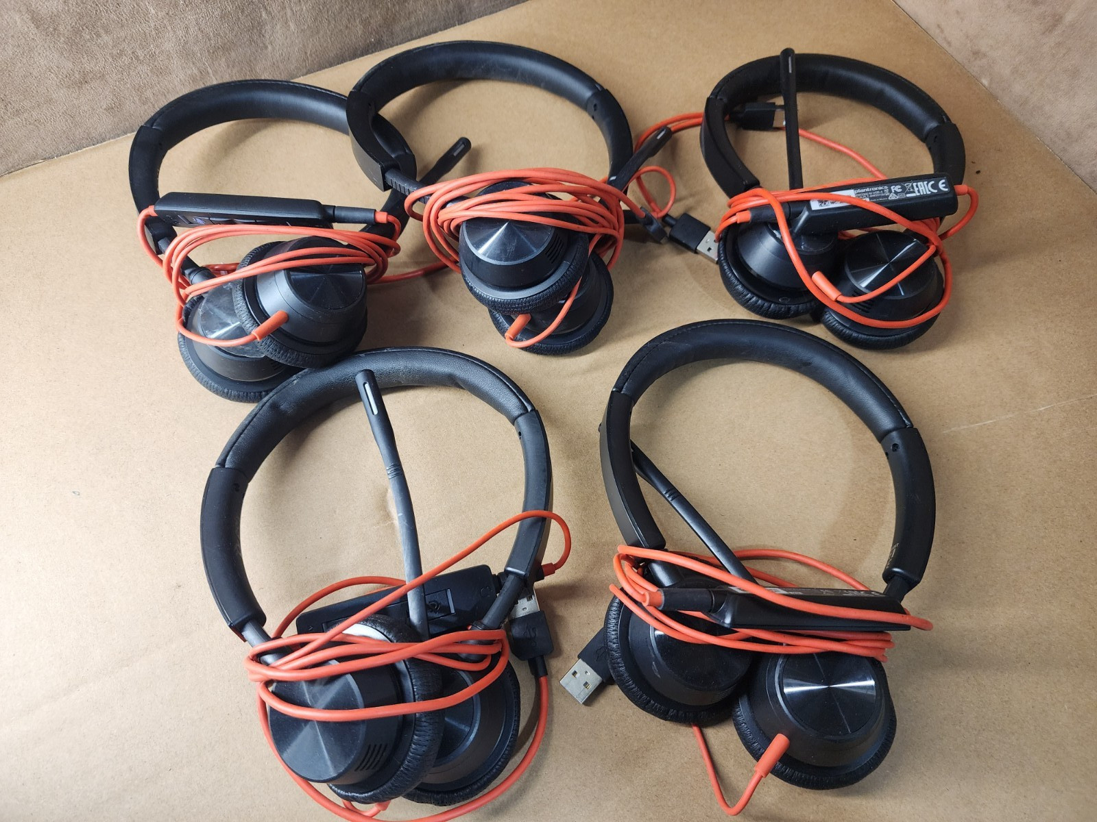 LOT OF 5 Plantronics Blackwire 3320-M USB-A Stereo Headset - Black