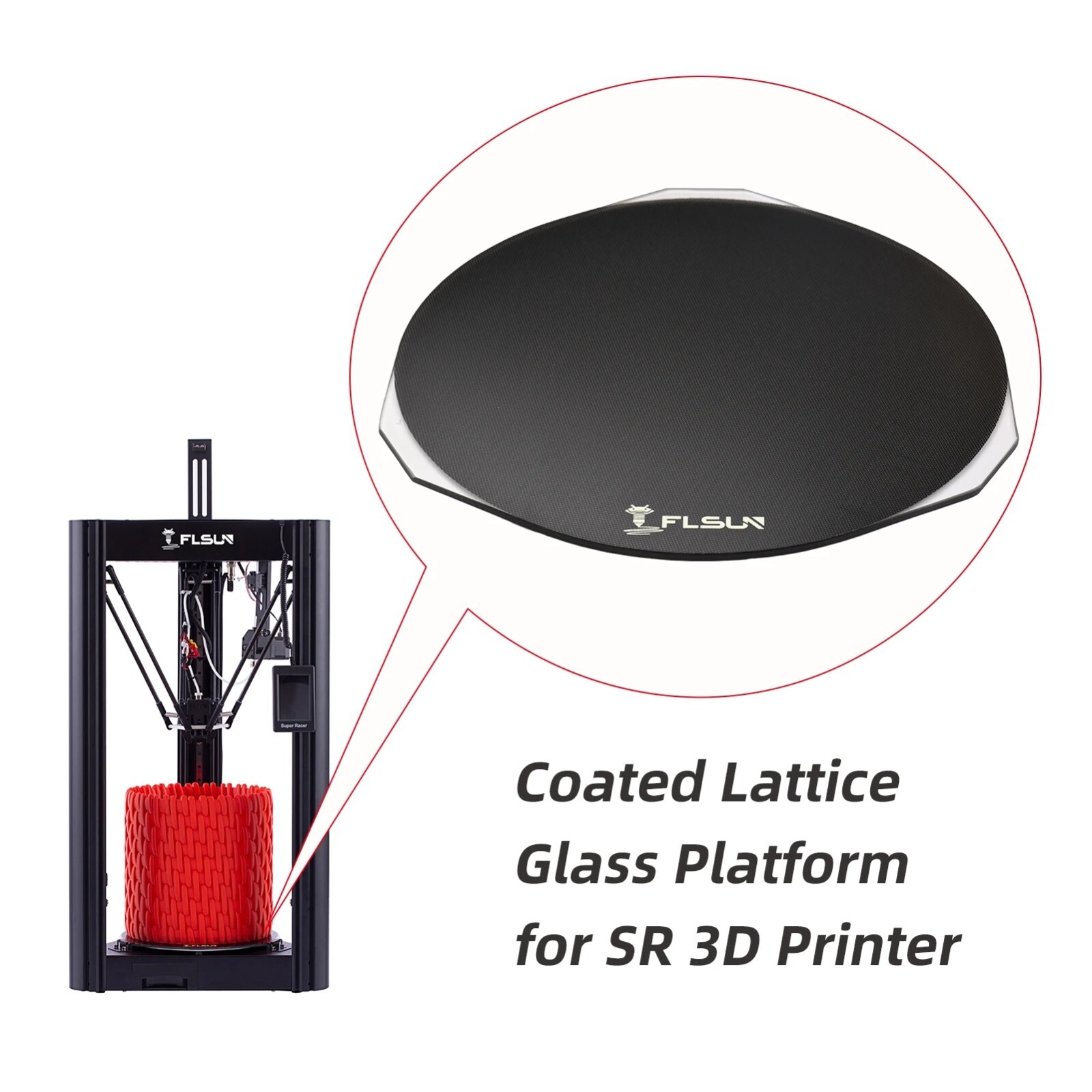 FLSUN SR 3D Printer Parts Lattice Glass Plate Circular Platform On Hot Bed